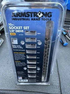 Armstrong Tools USA Nos 10pc Socket Set Metric 1/4” Drive Rare 44-322A & Rail - Picture 1 of 8