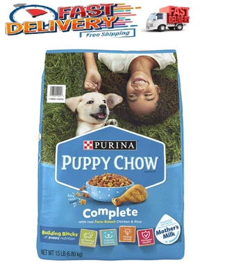 Comida seca completa para perros Purina Puppy Chow, pollo y arroz criados en granjas con alto contenido de proteínas Foto 1 de 4