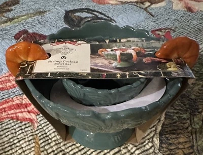 Juego de 2 piezas de cóctel de camarones John Derian para servir gres nuevo Foto 1 de 4
