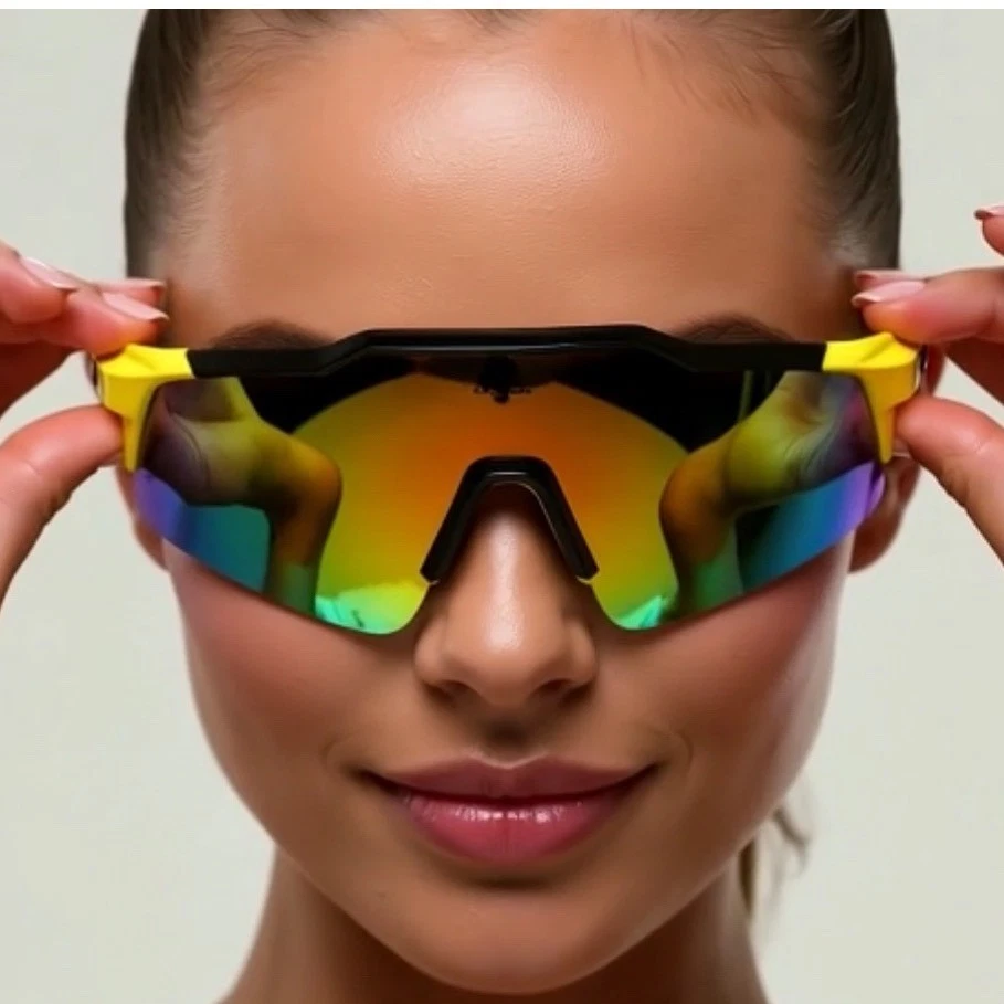 Gafas de sol deportivas UV400 para mujer diseño de gafas actividades de alto rendimiento amarillas Foto 1 de 4