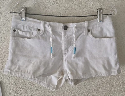 Roxy Juniors Corduroy Short Shorts Drawstring (Size:5) 29"Waist 1.5"L Off White  - Image 1 of 4