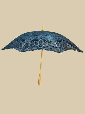 Civil War Victorian Ladies Battenburg Black Lace Parasol - Image 1 of 4