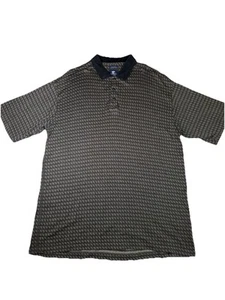 Pebble Beach Herren Poloshirt Large 100% Baumwolle Schwarz Beige Zickzack Golf Retro - Bild 1 von 11