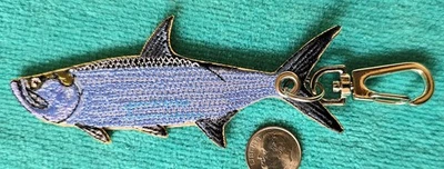 ONE (1) - "TARPON" EMBROIDEDED FISH KEYCHAIN - FISHING - IGFA - NEW & COOL! - Image 1 of 4