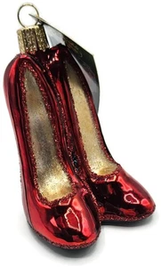 Glamour Heels rot glitzernder Pumps Zauberer von Oz alte Welt Weihnachtsschmuck OWC - Bild 1 von 10