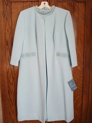 Vestido formal vintage años 60 azul claro encaje adornado chaqueta de vestir Foto 1 de 4