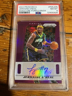 2024-25 Prizm Deca Jermaine O’Neal Purple /49 Auto PSA 8 Pacers - Image 1 of 2