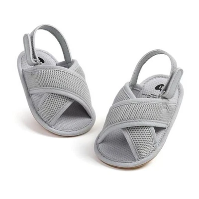  Сандалии премиум-класса мягкие противоскользящие для маленьких девочек мальчиков 0-6 месяцев младенцев A01/серые - Изображение 1 из 4