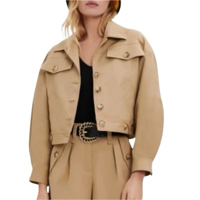 Chaqueta corta Maje Bankino camel para mujer botón delantero talla 36 pequeña EE. UU. Foto 1 de 4