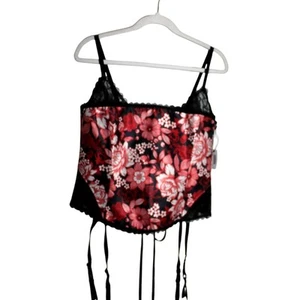 Adore Me Korsett rot Blumenmuster und schwarzer Spitze Gr. XL NEU - Bild 1 von 3
