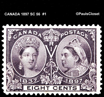 CANADA 1897 SC 56 JUBILEE ISSUE 8¢ DARK VIOLET MNH OG VERY FINE #1 - Image 1 of 2
