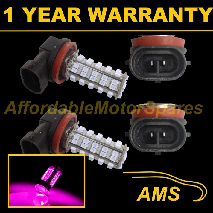 2X H8 PINK 60 LED FRONT MAIN HIGH BEAM LIGHT BULBS HIGH POWER KIT XENON MB500401 - Image 1 of 1