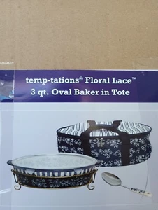 temp-tations floral lace 3qt oval bake-n-go & deckel mit isolierter Tragetasche - Bild 1 von 23