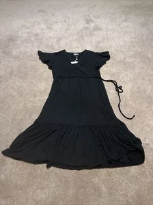NWT Max Studio XL black short sleeve faux wrap side tie maxi - Picture 1 of 7
