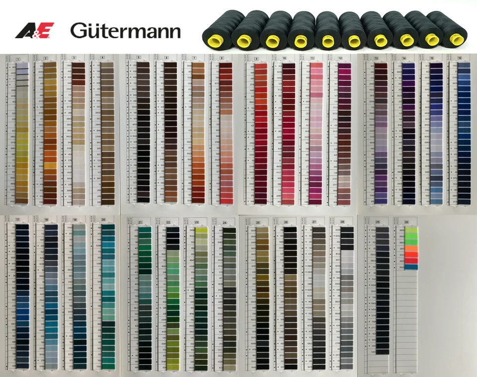 1-399 Colours Gutermann Mara 120 Polyester Sew All Thread 1000m/1093yds - Image 1 of 4