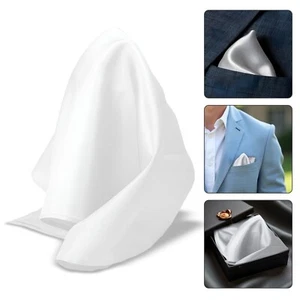 Plain Pocket Square Satin Solid Handkerchief Hanky Wedding Suit Jacket Men Boys - Picture 1 of 168