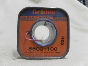 vintage reel Belden  8503-100 22 AWG Hook-Up Wire 7/30 Red 600V