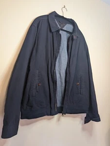 Men's WHITE STUFF Jacket 2XL navy Bomber Blue Full Zip Collared Preloved - Picture 1 of 10