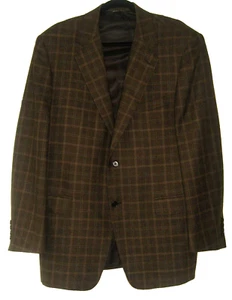 CANALI Brown-Navy Windowpane Plaid Pure Wool Sport Coat 2-Button Suit Blazer 42 - Picture 1 of 6