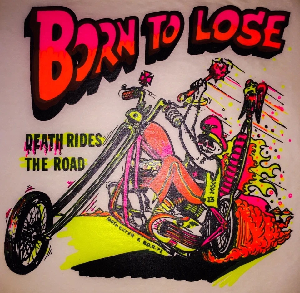LAST1 vTg BORN TO LOOSE Skull gang 70s motorcycle chopper biker T-Shirt Iron On - Image 1 of 1