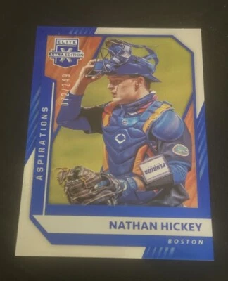 2021 Panini Elite Extra Edition Aspirations Blue /249 Nathan Hickey #136 Boston - Image 1 of 2