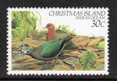 ISLA DE NAVIDAD 1982-83 PÁJAROS 30c "PALOMA ESMERALDA" SELLO MNH. Foto 1 de 2