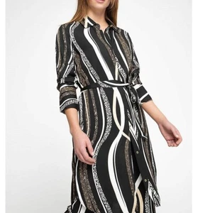 Roberto Cavalli Women's Tunic Blouse Small S Striped Black/White/Brown Falabella - Picture 1 of 5