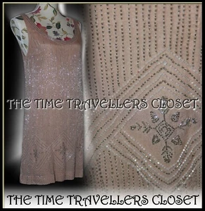 RARE KATE MOSS TOPSHOP LTD ROARING 20s NUDE EMBELLISHED SHIFT DRESS UK 10 38 6 - Picture 1 of 10