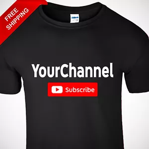 T-Shirt Subscribe Your Custom Channel You & Tube lustig personalisiert Herren USA - Bild 1 von 12