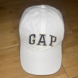 GAP Youth Kids S/M White Adjustable Strapback Hat Cap Organic Cotton Spell Out - Picture 1 of 13