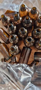 New 25 x Amber Glass Bottle 50 ml & pump dispenser Essential Oils Bottles UNUSED - Picture 1 of 7