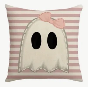 Ghost Stripes Funny Halloween Fall Throw Pillow Cover Fall Holiday Home Decor - Picture 1 of 5