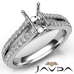 Split Shank Setting Semi Mount Emerald Diamond Engagement Ring Platinum 0.65Ctw - Picture 1 of 7