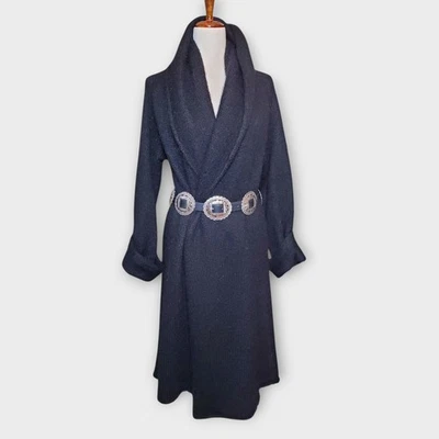 Casaco cardigã longo Telluride SOFT SURROUNDINGS médio preto xale frontal aberto - Imagem 1 de 4