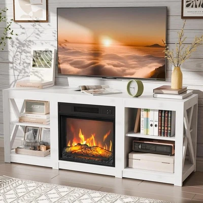 59" Electric Fireplace TV Stand with Adjustable Shelves for TVs Up to 65 Inch - Image 1 of 4