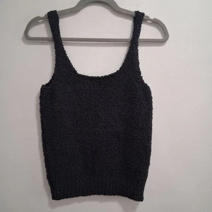 Skims Cozy Knit Black Fuzzy Tank Size Large / XL Loungewear Comfy - Bild 1 von 4