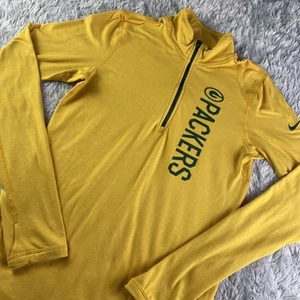 Green Bay Packers Jacket Mens Small Yellow Half Zip Pullover Nike Dri-Fit NFL - Picture 1 of 9