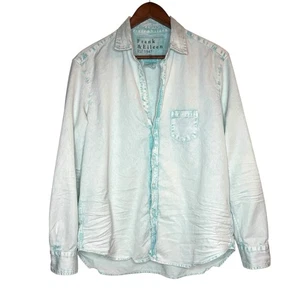 Camisa Frank & Eileen Famosa Denim Relajada Abotonada Grande Espuma de Mar Algodón Italiano - Imagen 1 de 10