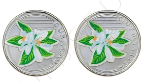 CURAÇAO & SAN MARTIN 2025 pareja de 50 centavos - Flor coloreada - Imagen 1 de 2