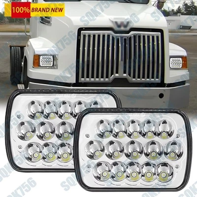 Newest Pair 7x6" Led Headlights Hi/Lo DRL For International IHC 5600i 9200 9400i - Image 1 of 4