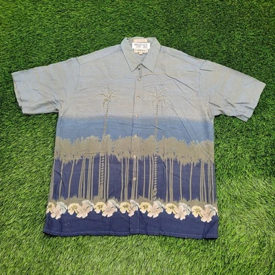 Camisa Floral Hawaiana Vintage Años 90 Grande 23x30 Azul Suelta Verano Foto 1 de 4