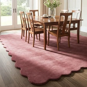 Scallop Pink Hand Made Tufted Rugs For Living Room Bedroom Dining Office Carpets - Picture 1 of 6