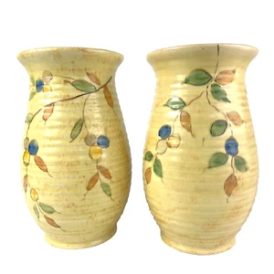 Vintage Price Brothers Vases X2 Gorgeous Country Cottage Pottery Pair Of Vases - Picture 1 of 8
