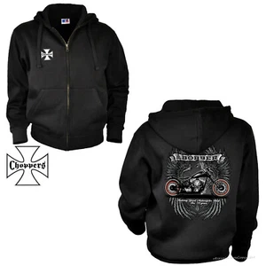 Chaqueta de motorista sudadera con capucha motocicleta clásica Chopper Bobber *4219 bl - Imagen 1 de 4