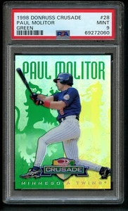 1998 Donruss Crusade Green PAUL MOLITOR #28 PSA 9 MINT /250 - Beautiful Card! - Bild 1 von 2
