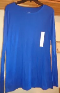 A.N.D EA WY ROYAL BLUE SEMI-FITTED LONG SLEEVE MODAL BLEND TOP NWT L/ XL - Picture 1 of 10