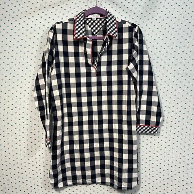 Tommy Hilfiger Medium Sleepwear Blue & White Checkered Long Sleeve Pajama Gown - Image 1 of 3