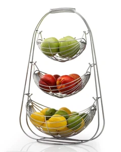 3 Tier Fruit Basket - Stainless Steel Fruit Bowl - Large Fruit Bowl - Useful for - Picture 1 of 12