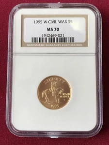 1995-W Civil War $5 Gold Commemorative NGC Graded MS70 *Perfect Coin* - Picture 1 of 5