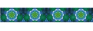 Blue Green Flowers Prismatic Satin Wide Wired Ribbon 25 yd NEW tie dye fractal - Picture 1 of 1